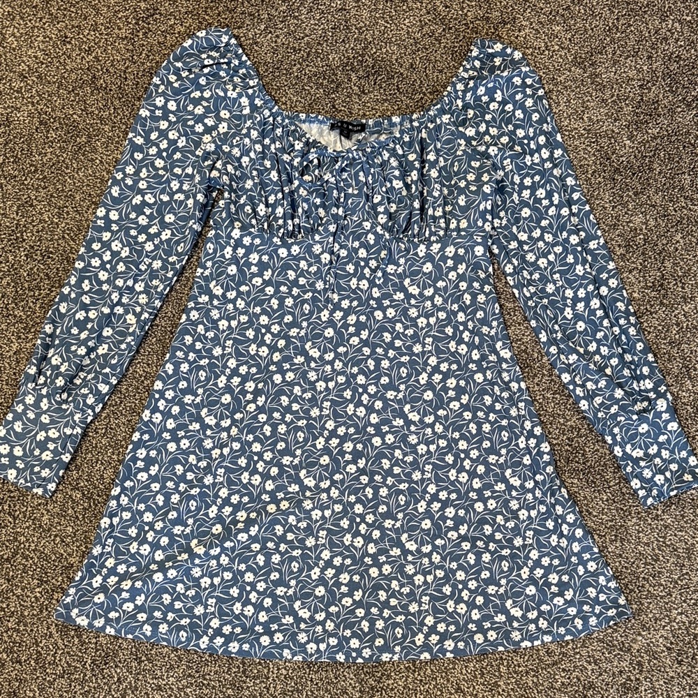 As U Wish Blue and White Floral Dress